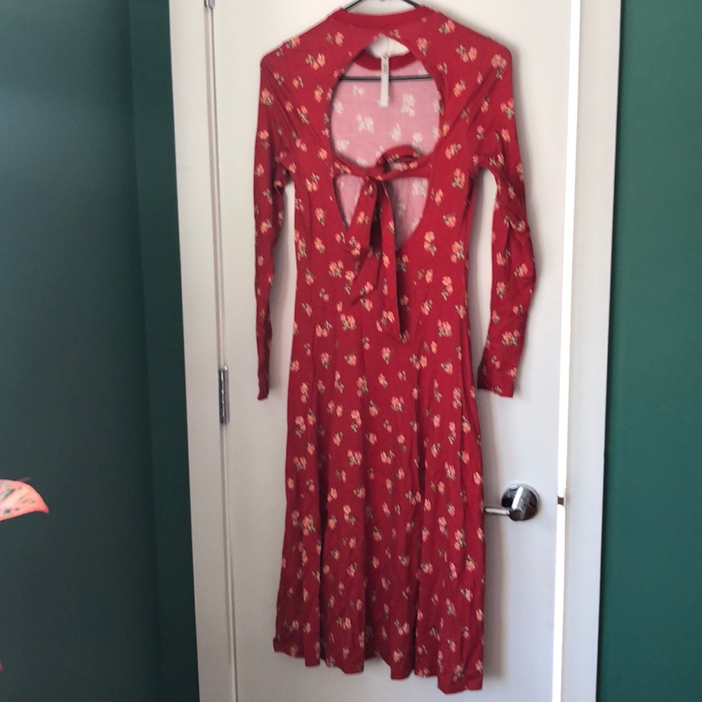 ASOS Long Red Keyhole Dress